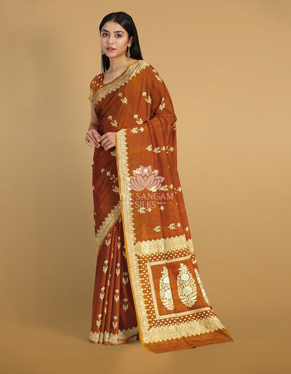 Mustard Katan Silk With Dual-Tone Zari