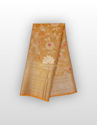 Yellow Tissue Silk With Meenakari