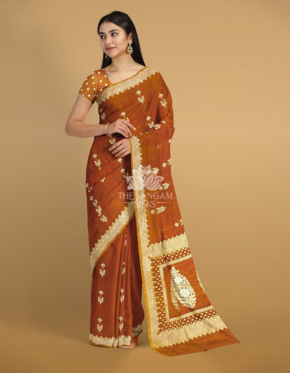 Mustard Katan Silk With Dual-Tone Zari