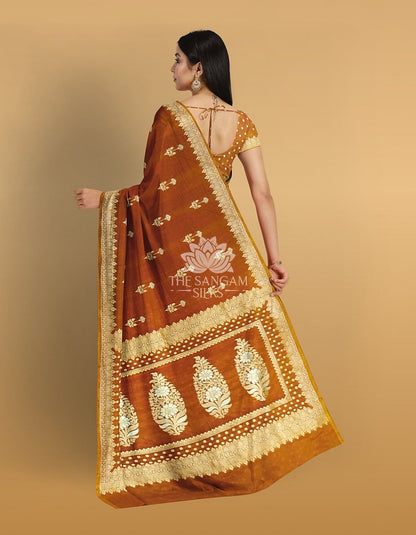 Mustard Katan Silk With Dual-Tone Zari