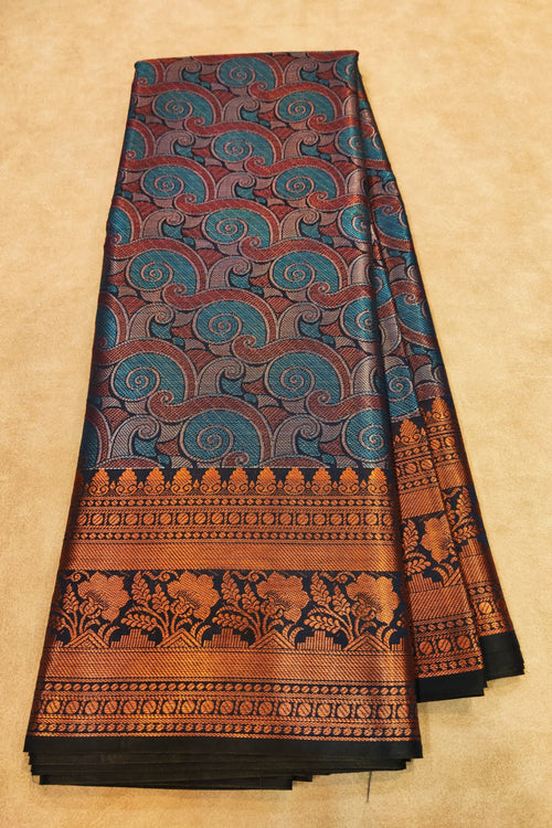 Traditional patterned fabric on a beige background