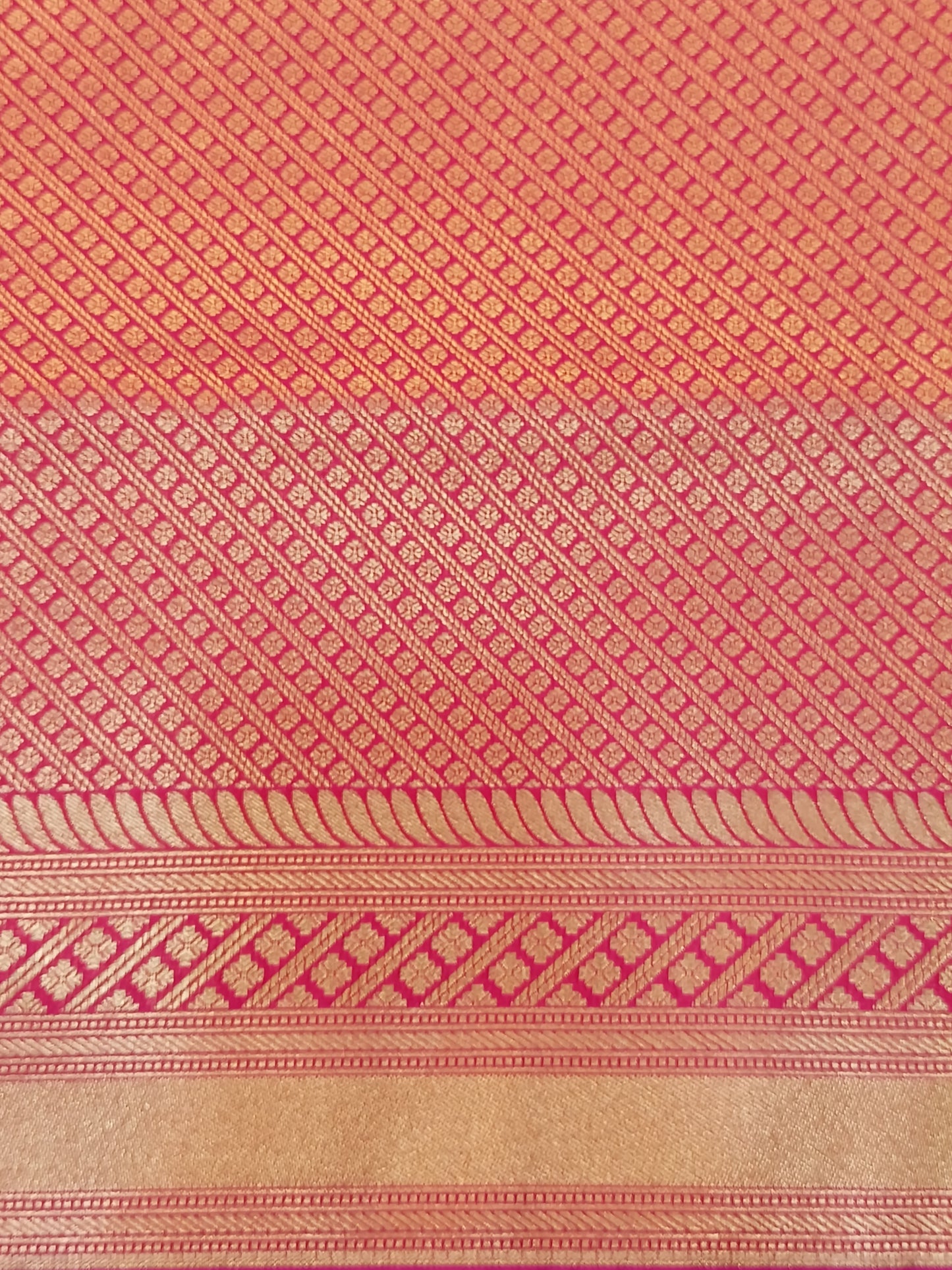 Pink Royal Bloom - Banarasi Katan Silk Saree with Vibrant Meenakari