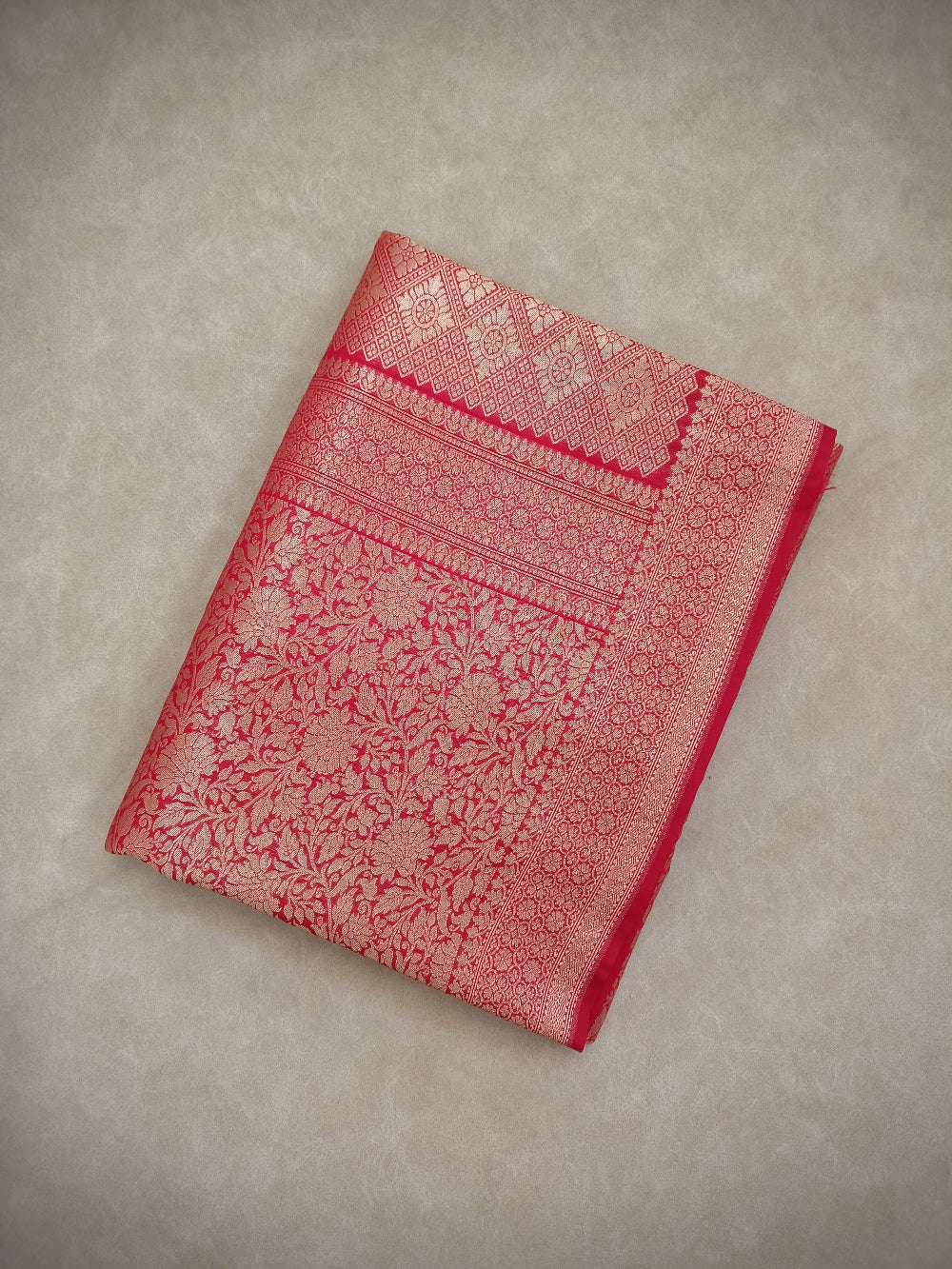 red banarasi katan silks saree