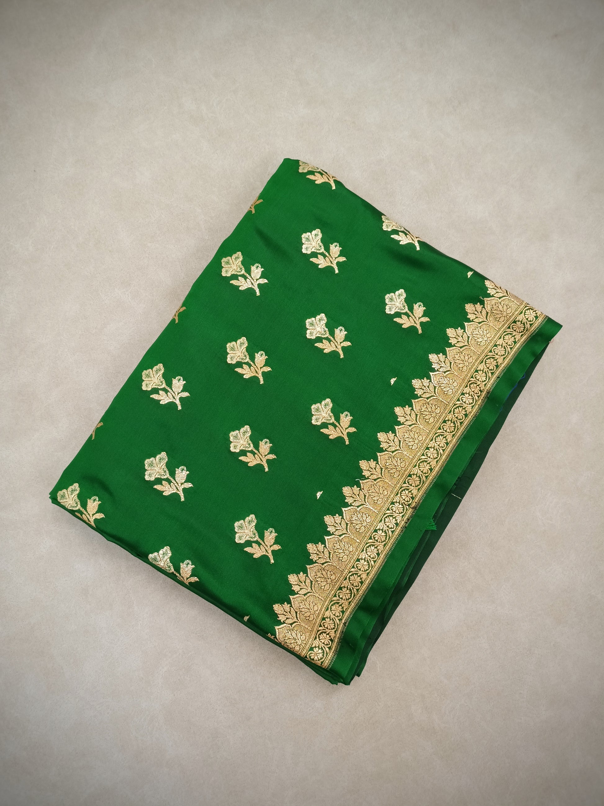 green banarasi mashru silks saree