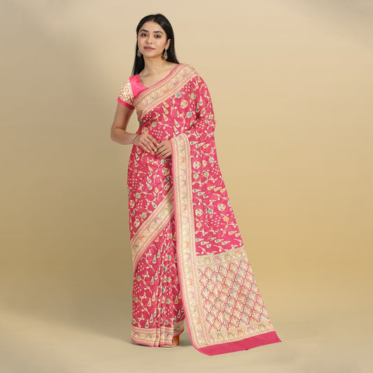 Peach Radiance Banarasi Pure Khaddi Georgette Saree