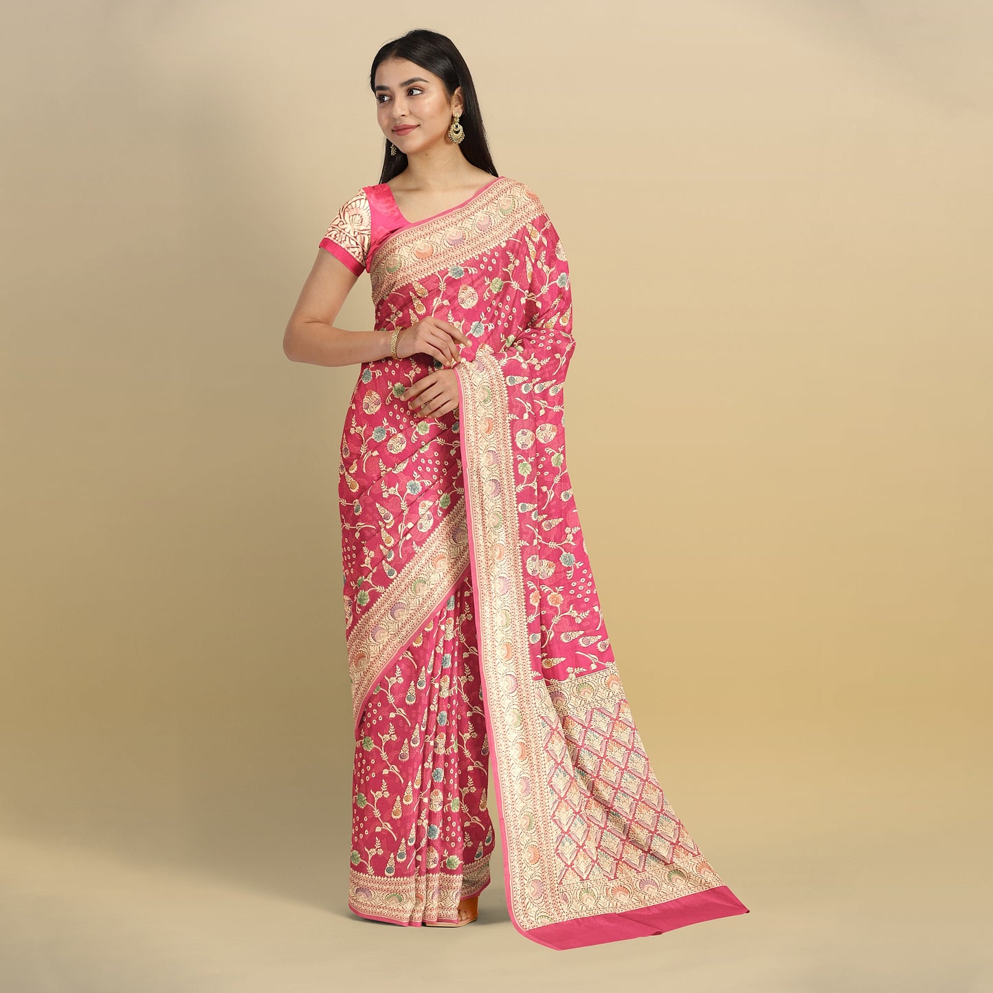 Peach Radiance Banarasi Pure Khaddi Georgette Saree