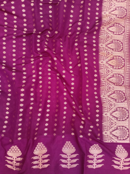 Pink Booti Raw Mango Silk Saree