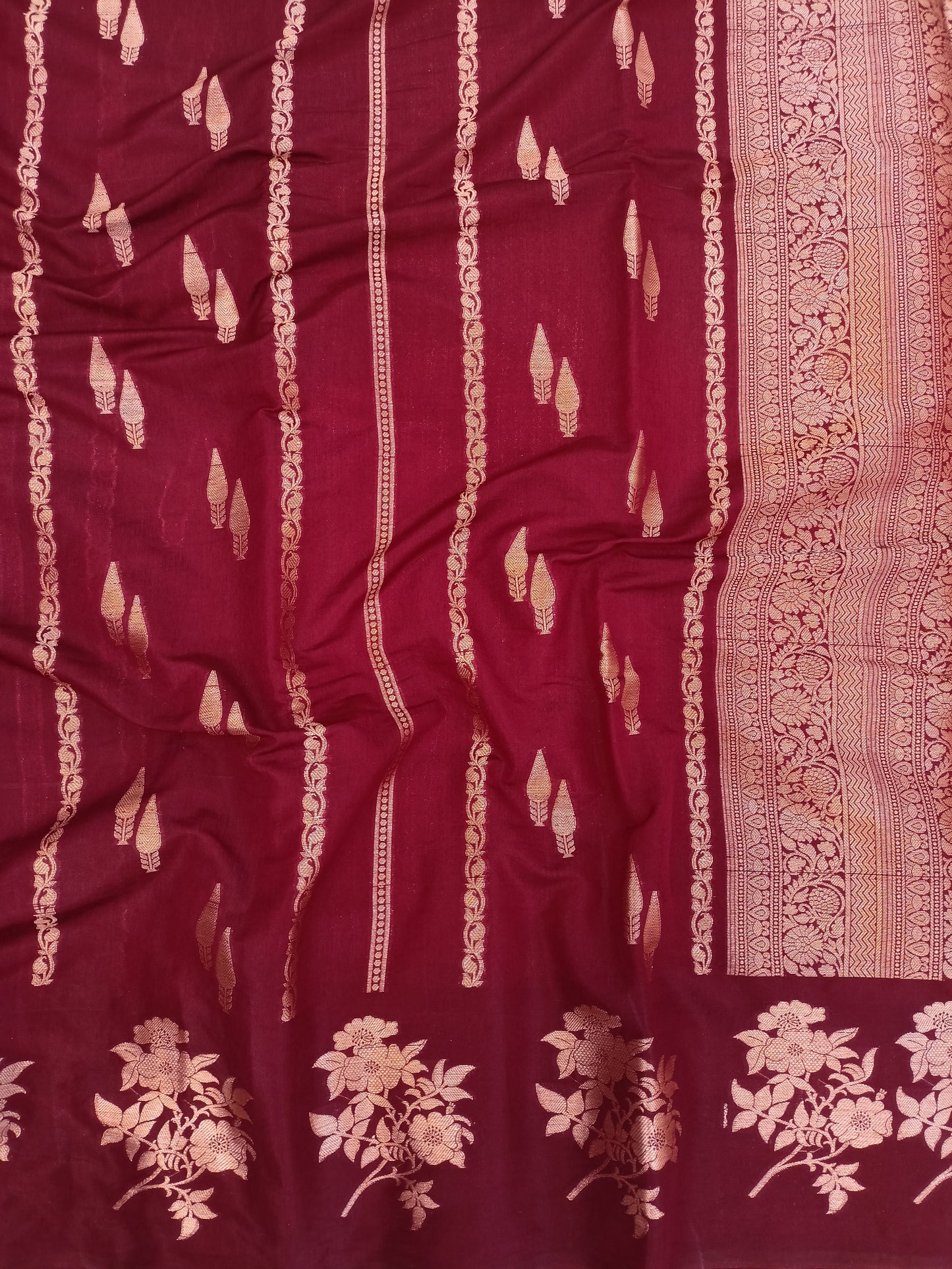 Maroon Raw Mango Silk Saree