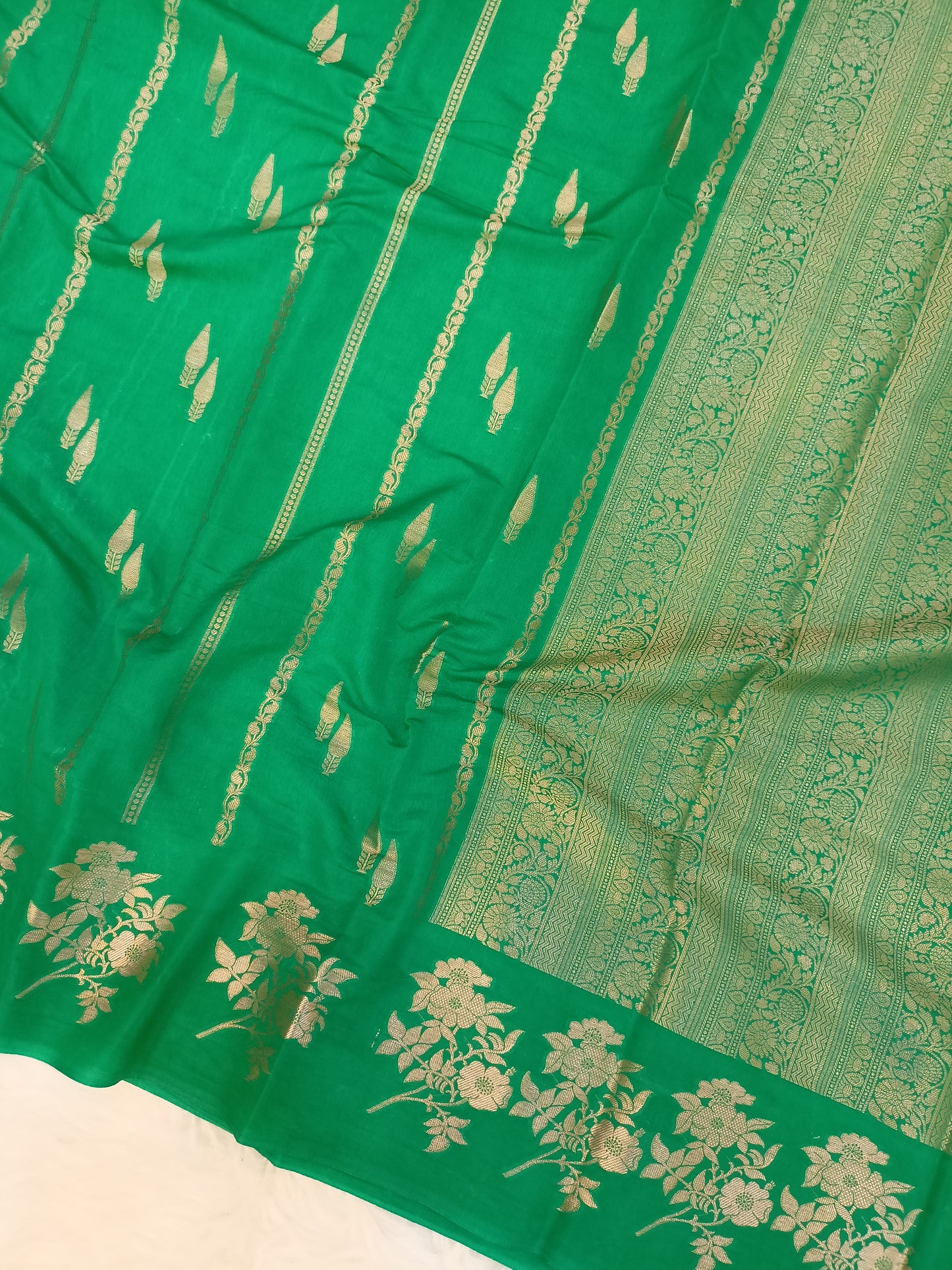 Jade Green Raw Mango Silk Saree