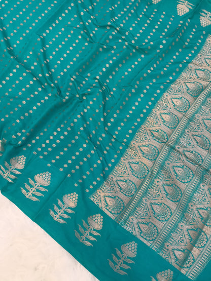 Sky Blue Booti Raw Mango Silk Saree