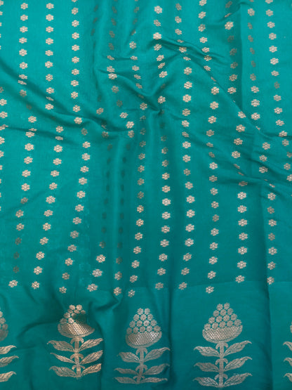 Sky Blue Booti Raw Mango Silk Saree