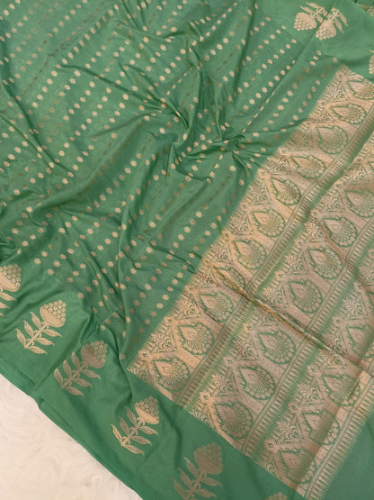 Mint Green Booti Raw Mango Silk Saree