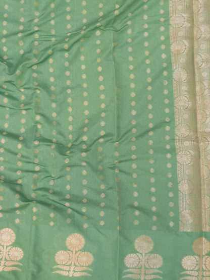 Mint Green Boota Raw Mango Silk Saree