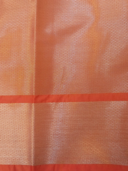 Orange Boota Raw Mango Silk Saree