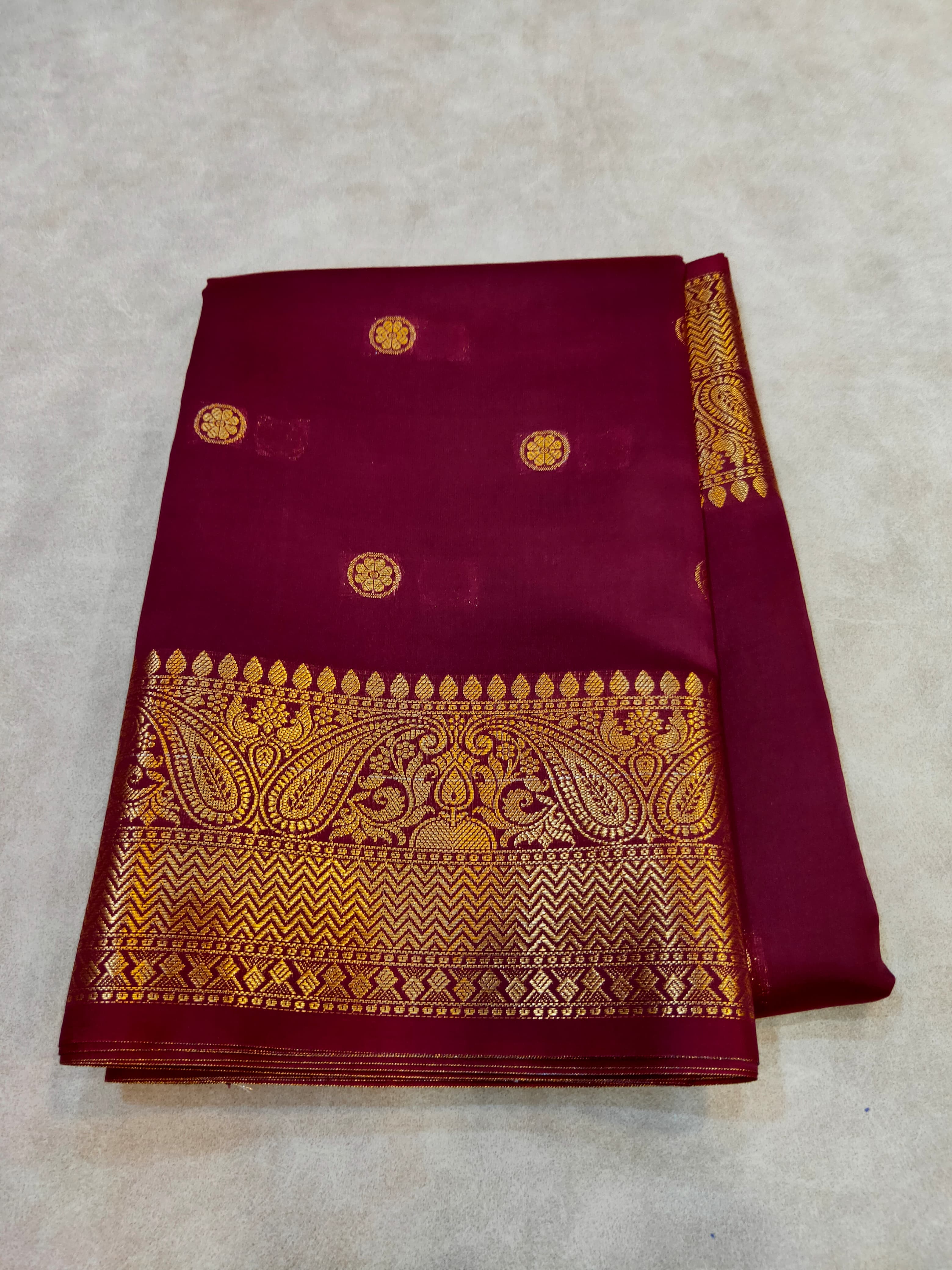 Maroon kanchi banaras soft silk