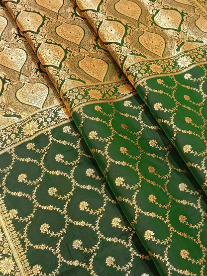 Emerald Green Banarasi Katan Silk Saree