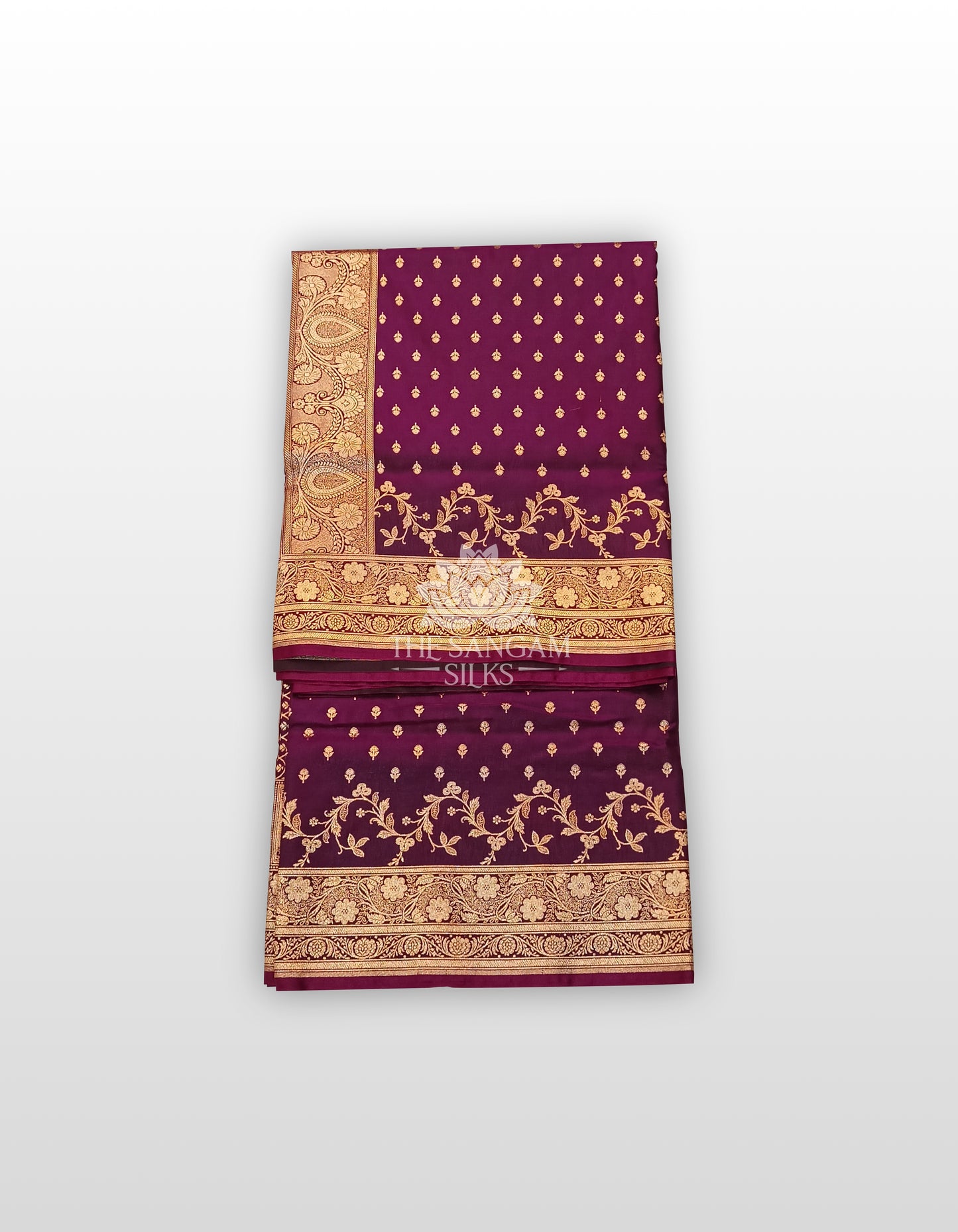 The Sangam Silks Banarasi Katan Silk Wedding Saree Folded View