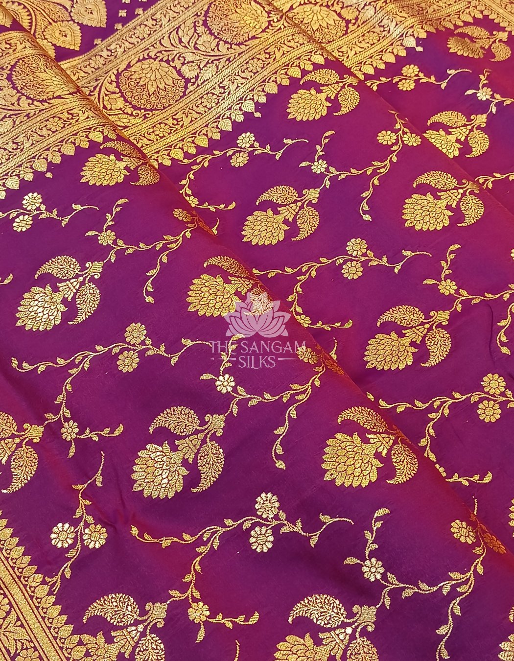 Dual Tone Magenta/Red Katan Silk Saree