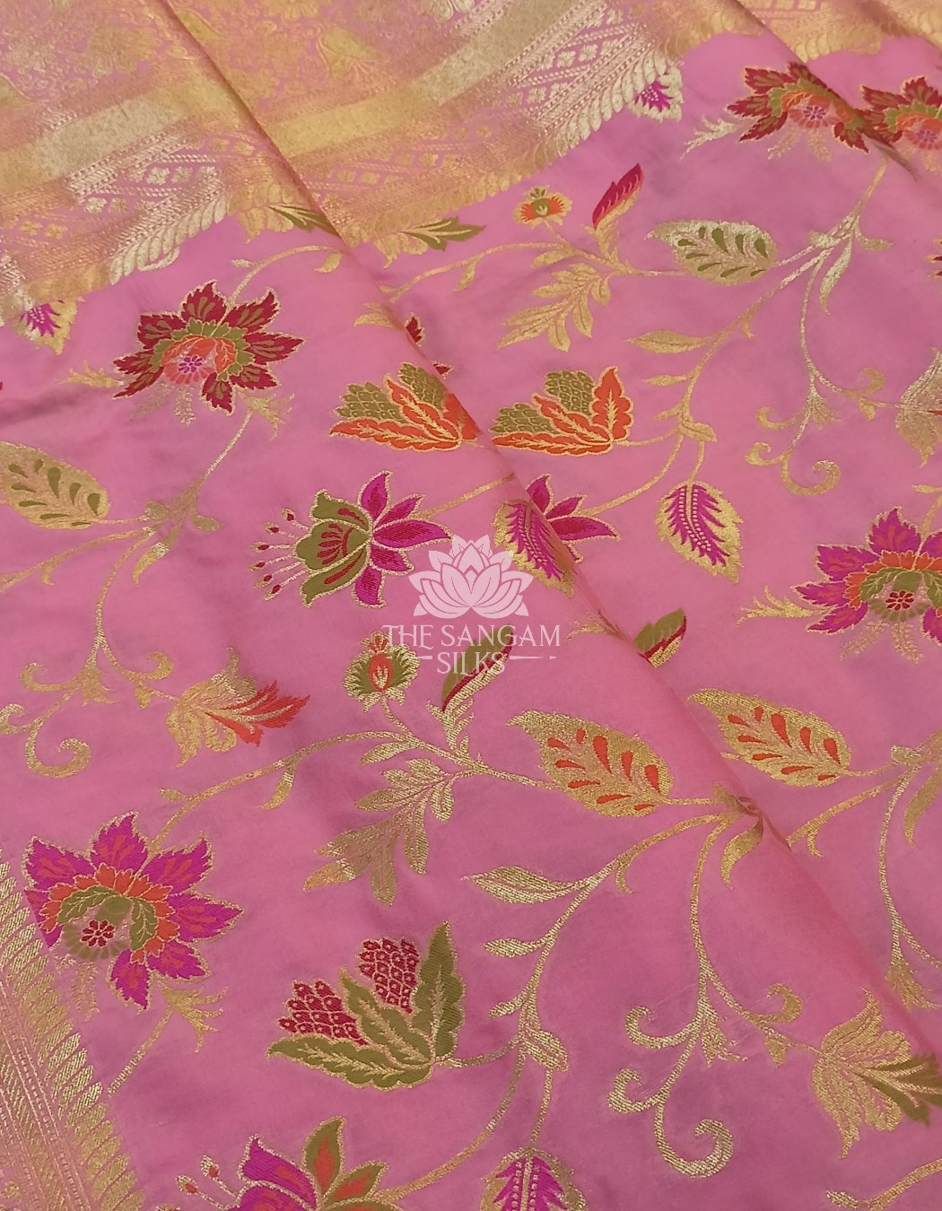 Baby Pink Semi-Pure Katan Silk Saree