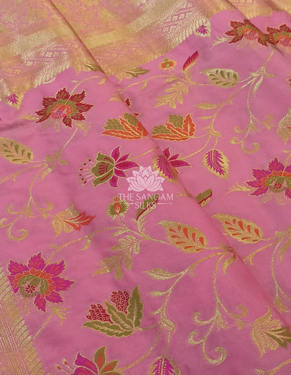 Baby Pink Semi-Pure Katan Silk Saree